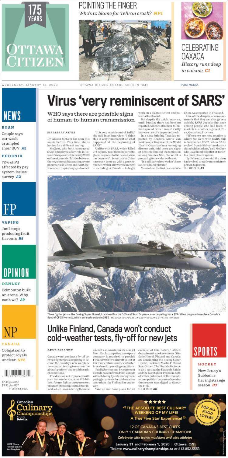 Portada de Ottawa Citizen (Canadá)