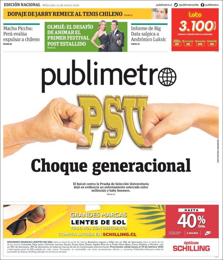 Portada de Publimetro (Chile)