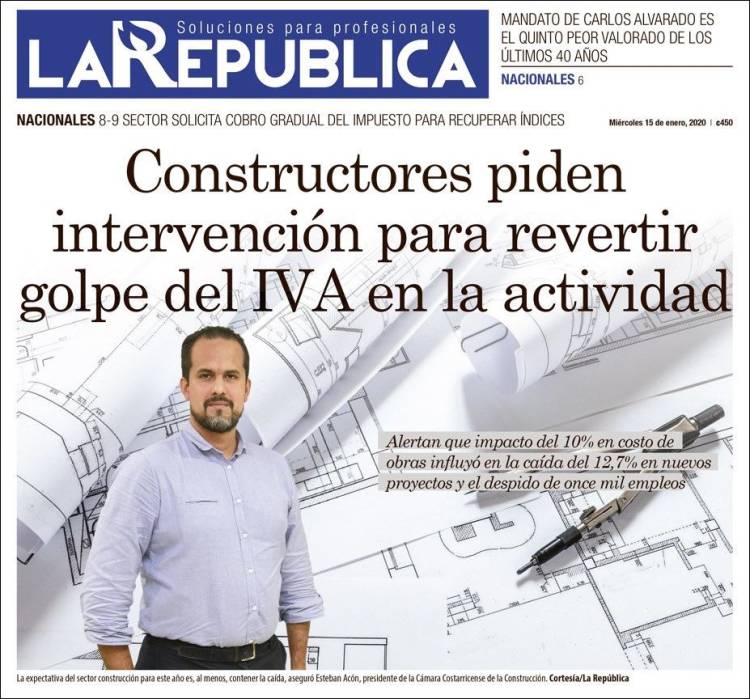 Portada de La República (Costa Rica)