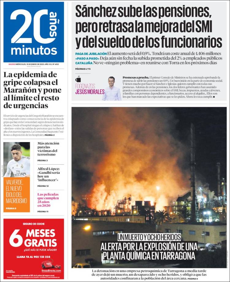 Portada de 20 Minutos - Madrid (España)
