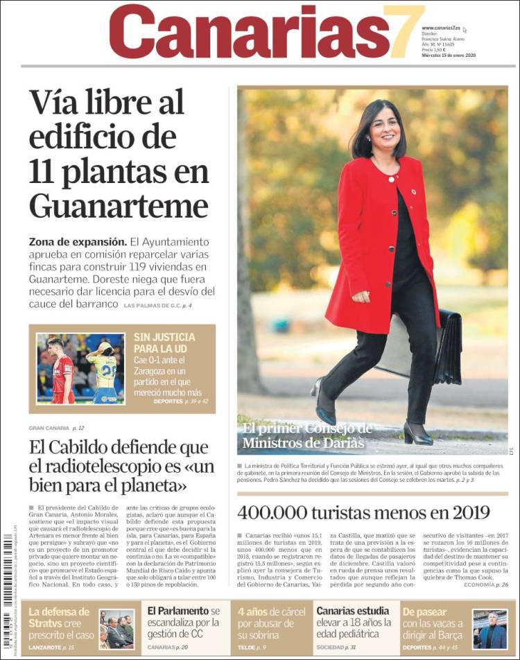 Portada de Canarias 7 (España)