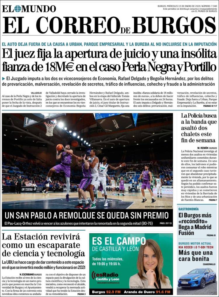 Portada de El Correo de Burgos (España)