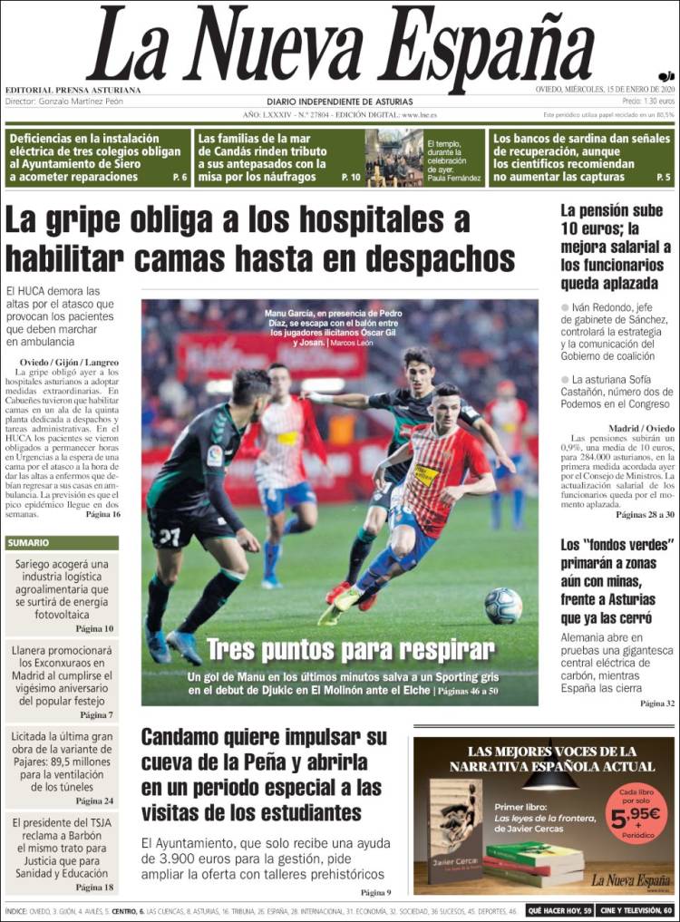 Portada de La Nueva España (España)