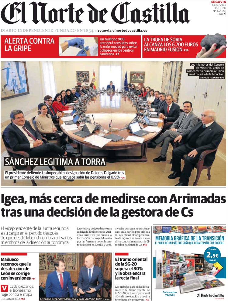 Portada de Norte de Castilla - Segovia (España)