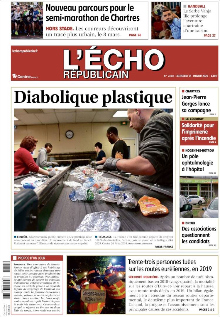 Portada de L'Echo Républicain (Francia)