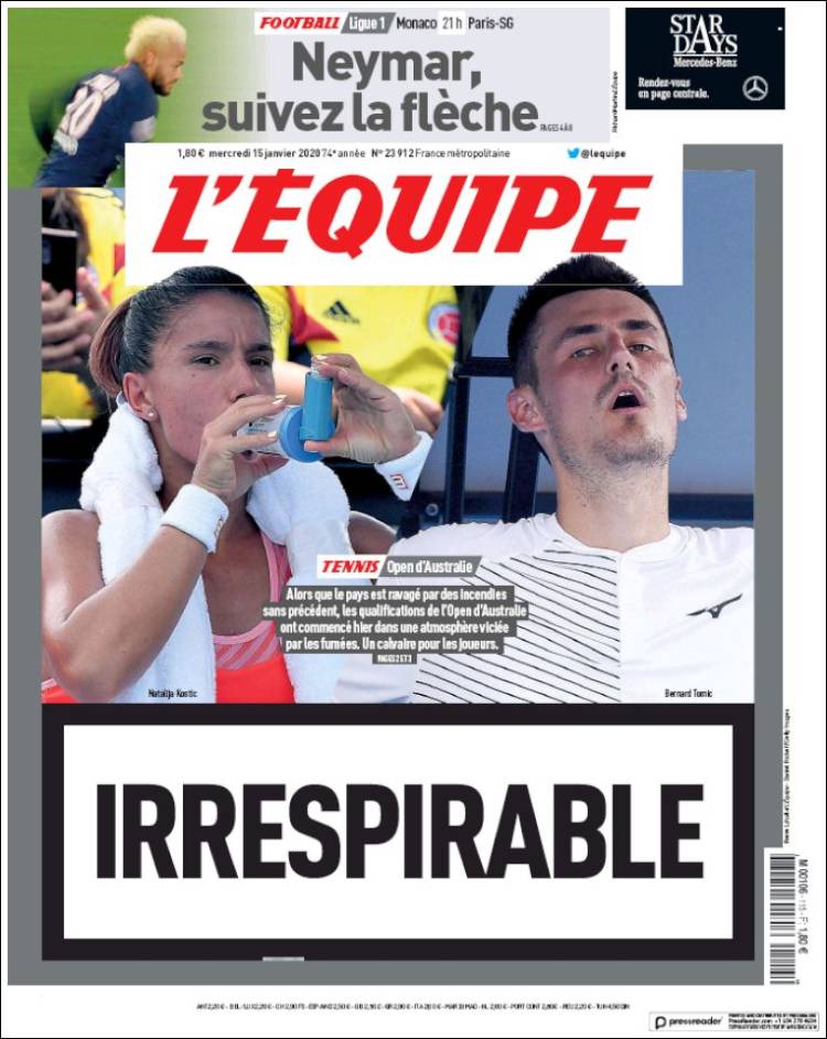 Portada de L'Equipe (Francia)