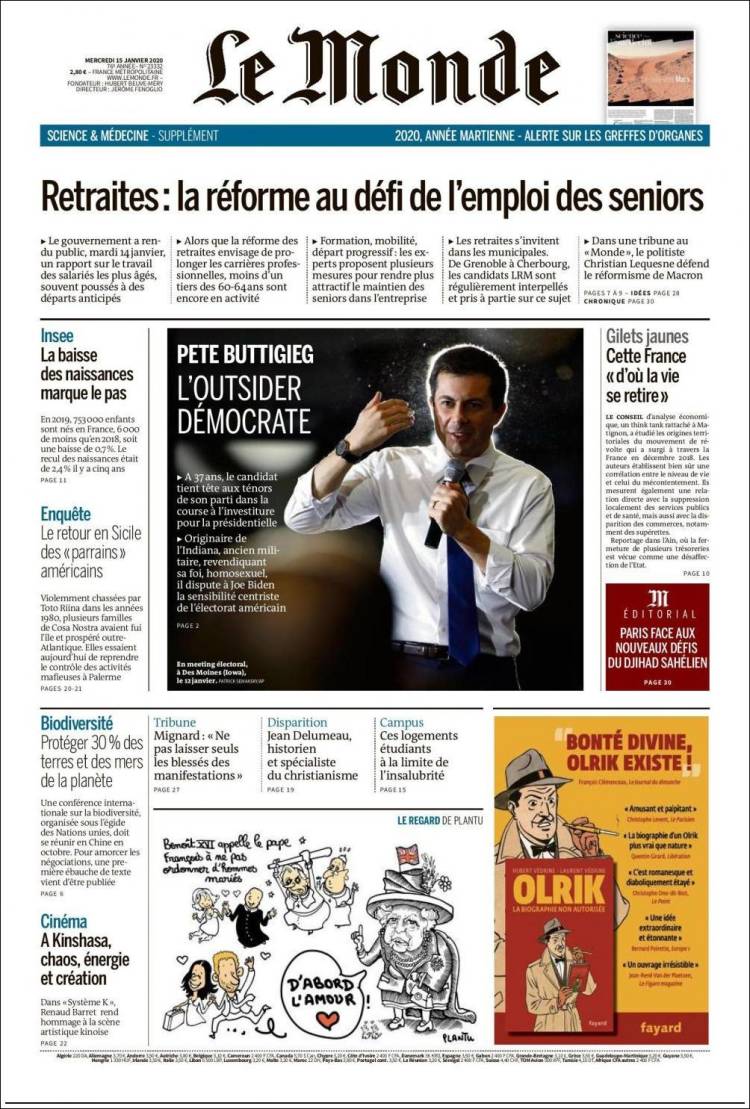 Portada de Le Monde (Francia)