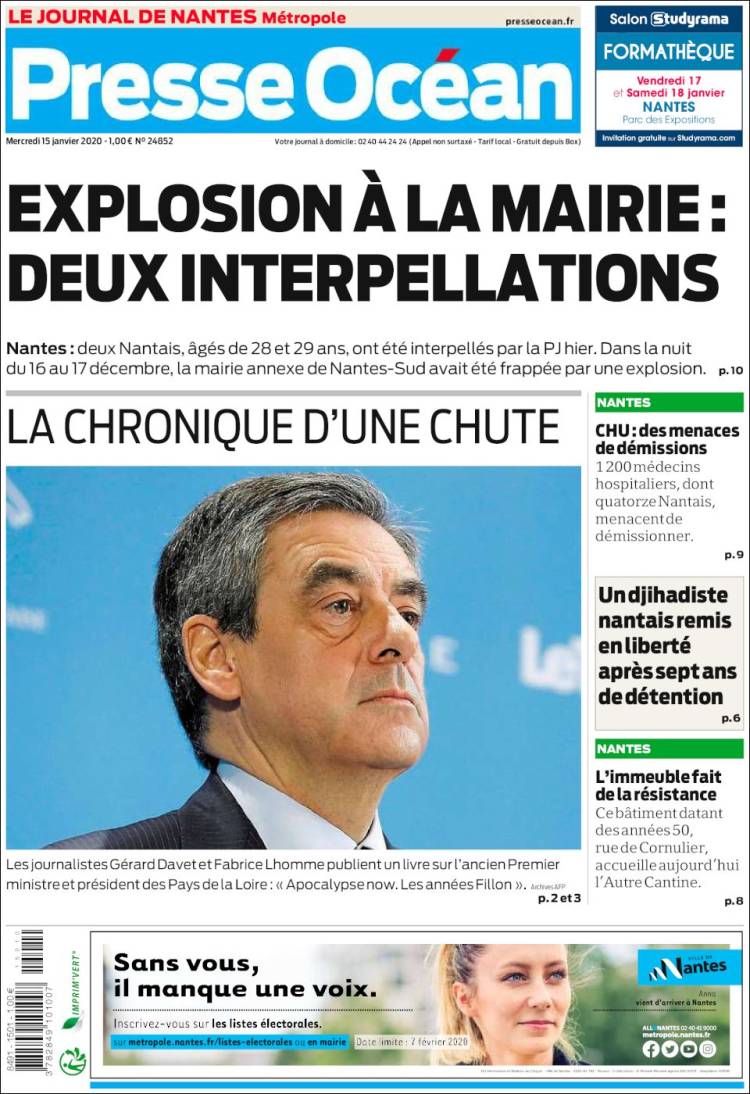 Portada de Presse Ocean (Francia)