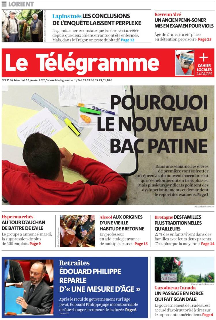 Portada de Télégramme (Francia)