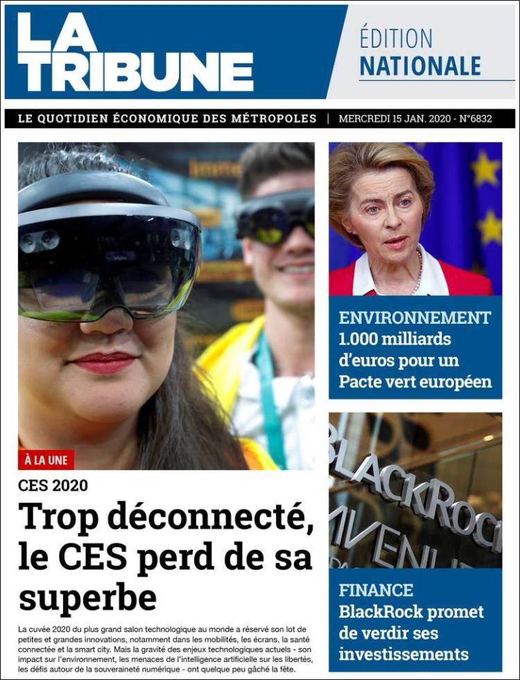 Portada de La Tribune (Francia)