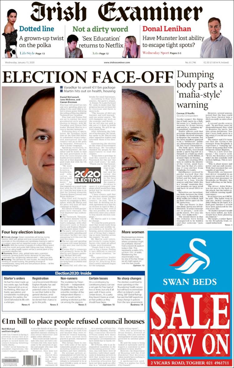 Portada de Irish Examiner (Irlanda)