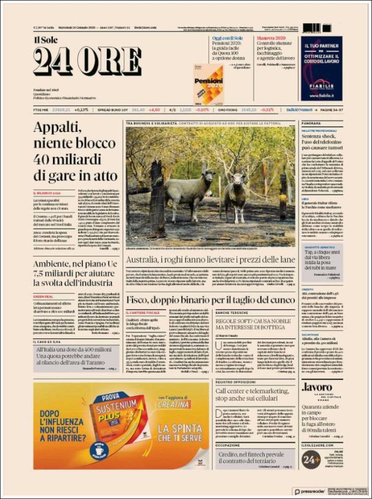 Portada de Il Sole 24 ORE (Italia)