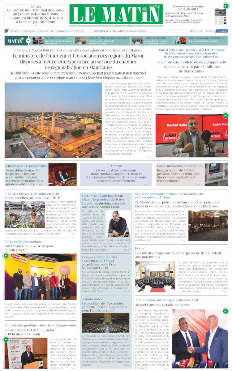 Portada de Le Matin (Marruecos)