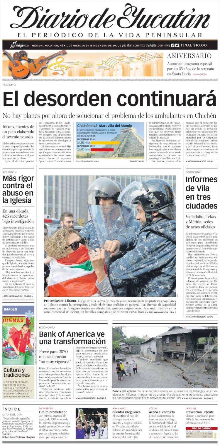 Portada de Diario de Yucatán (México)