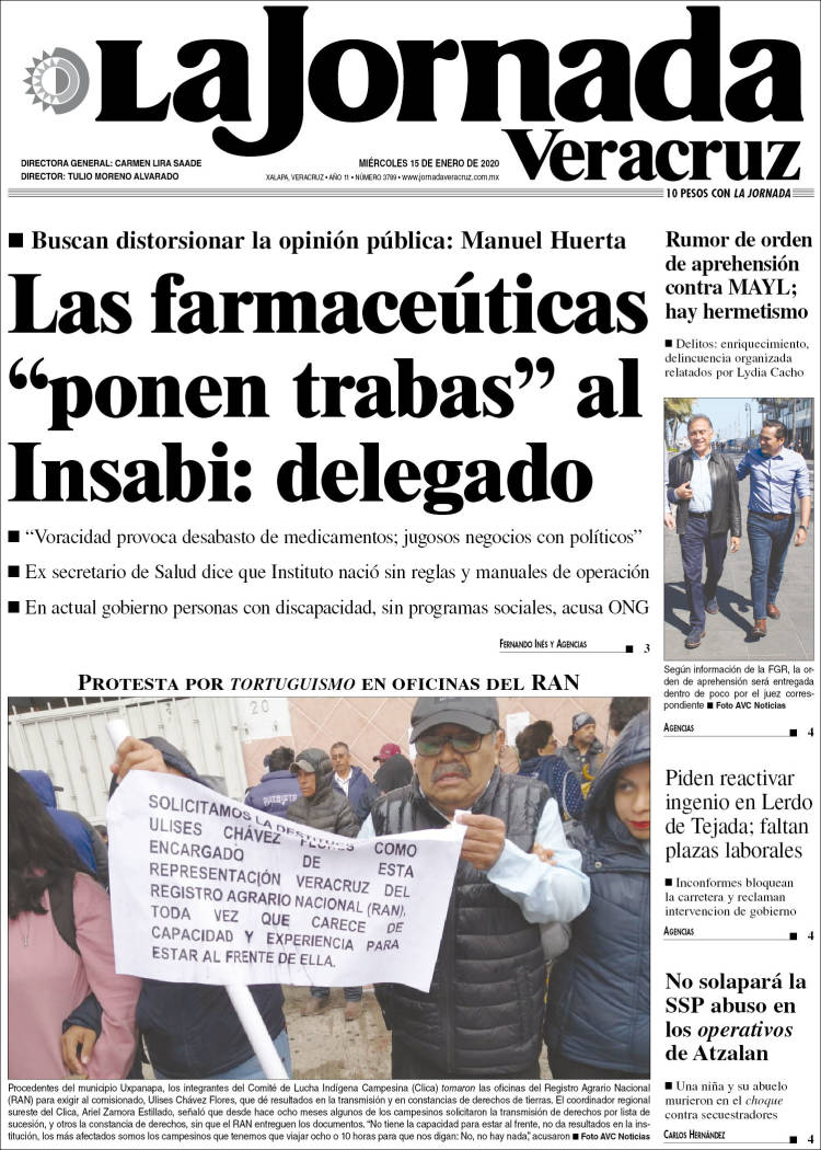 Portada de La Jornada Veracruz (México)