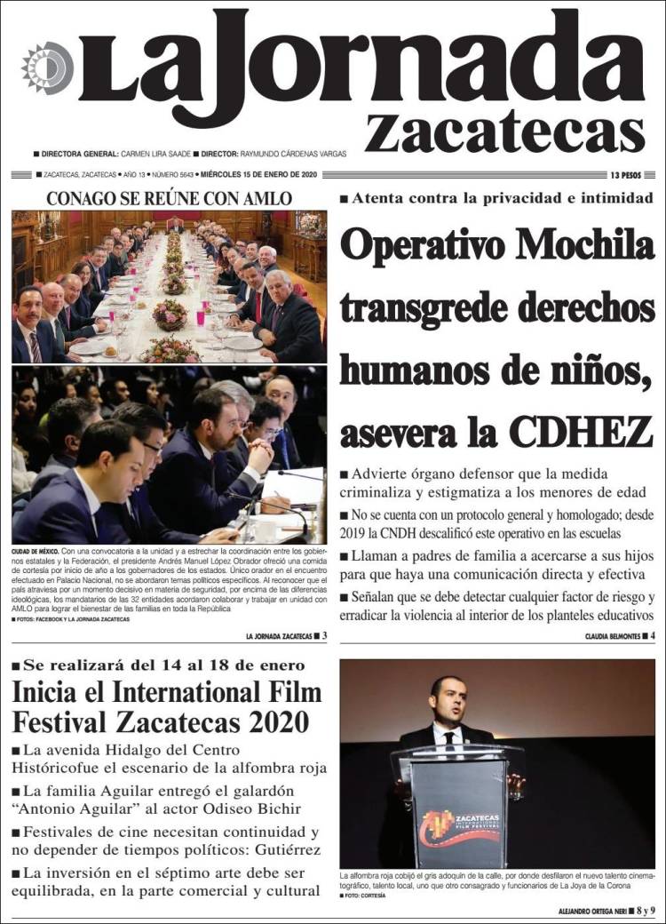 Portada de Jornada de Zacatecas (México)