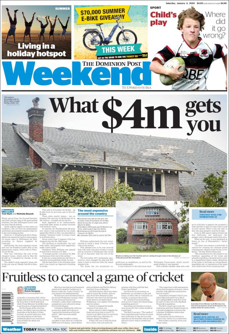 Portada de The Dominion Post (Nueva Zelanda)