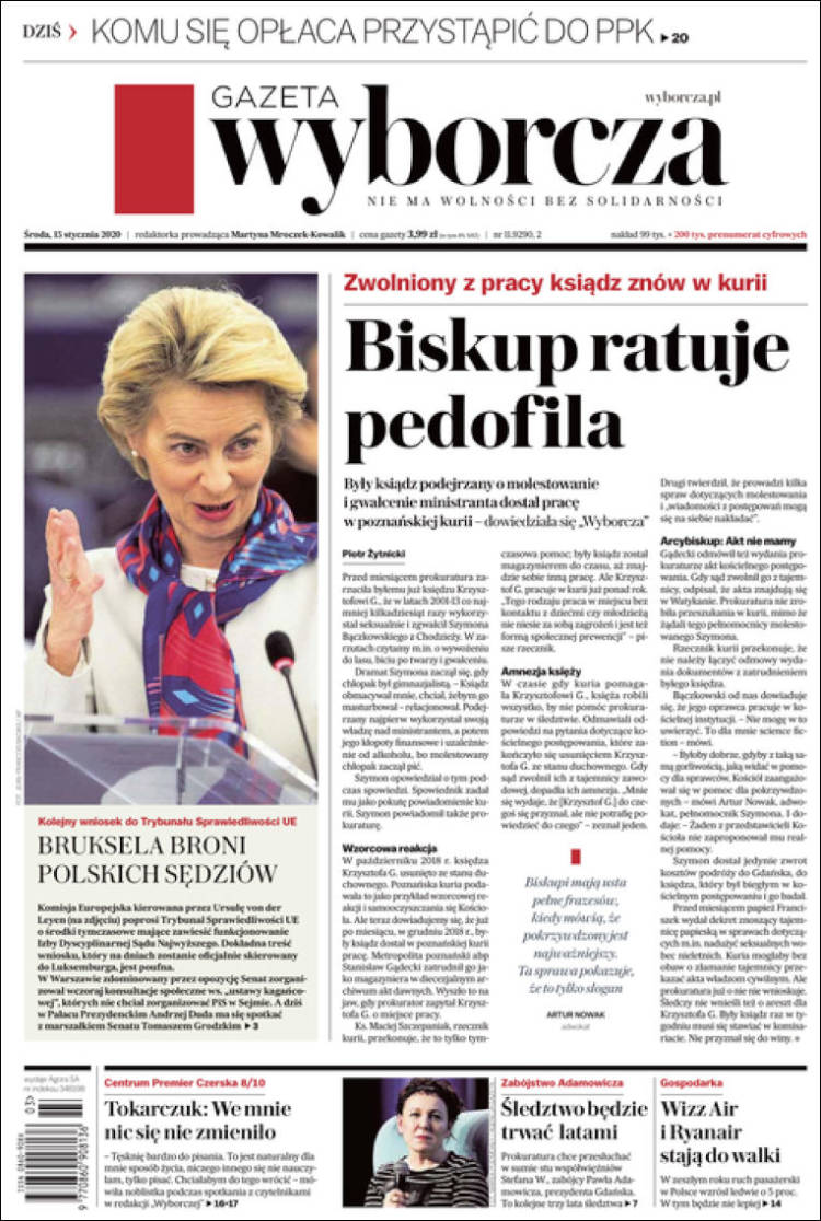 Portada de Gazeta Wyborcza (Polonia)