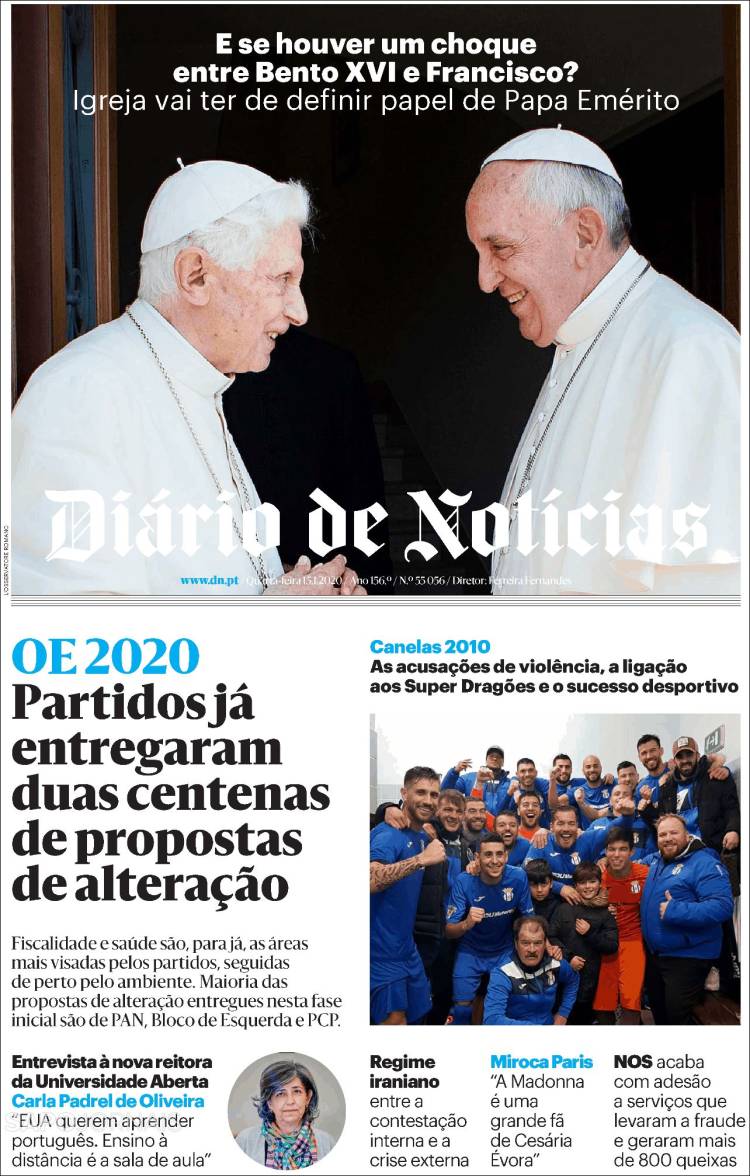 Portada de Diário de Noticias (Portugal)