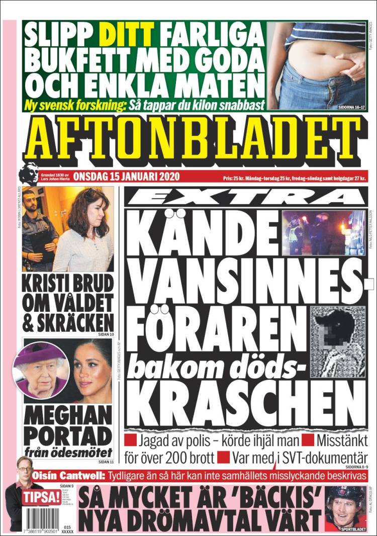 Portada de Aftonbladet (Suecia)