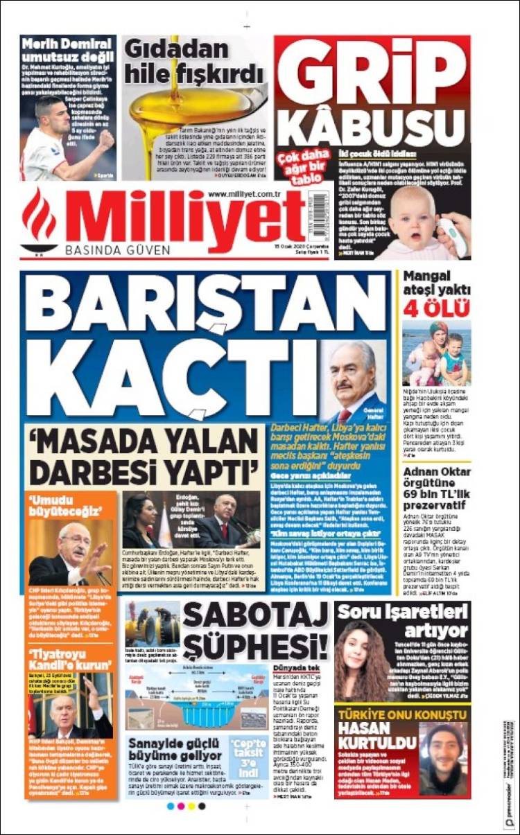 Portada de Milliyet (Turqu&iacute;a)