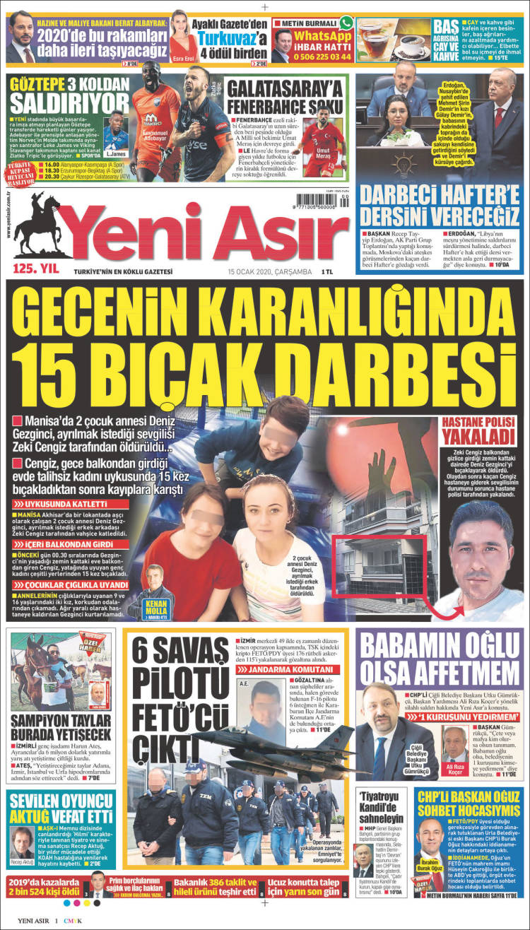 Portada de Yeni Asır (Turqu&iacute;a)