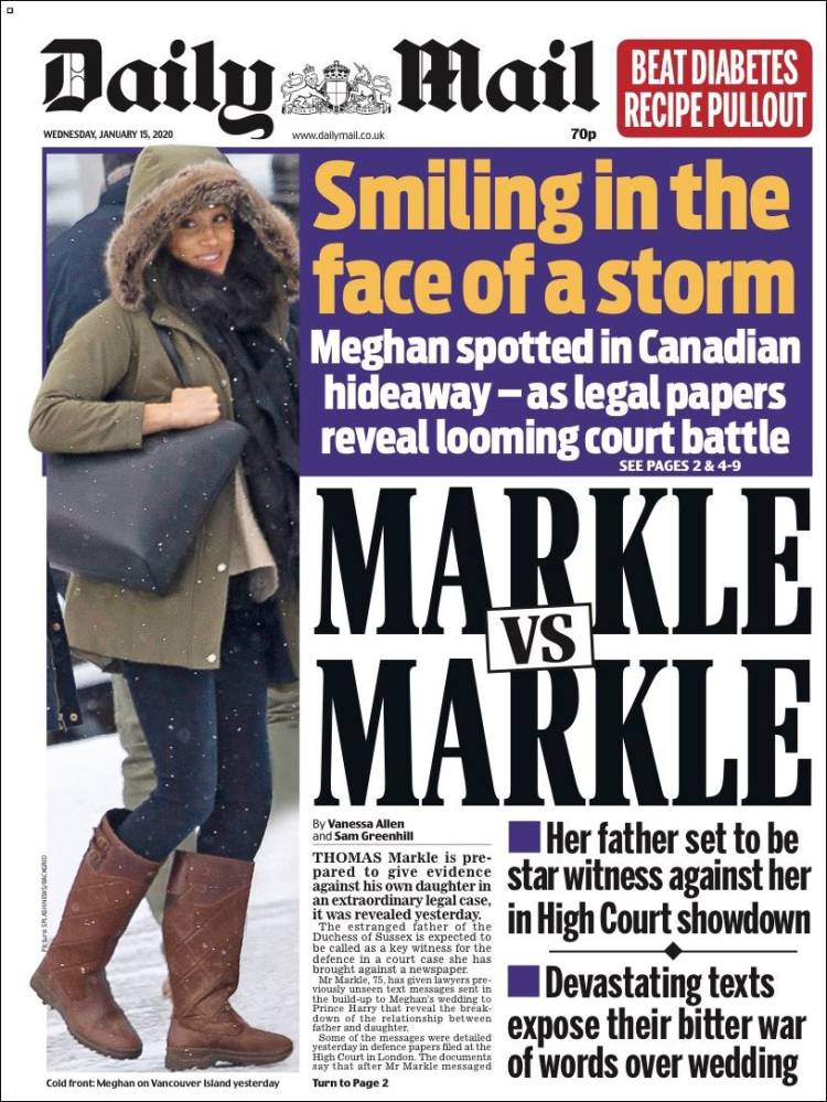 Portada de Daily Mail (Reino Unido)