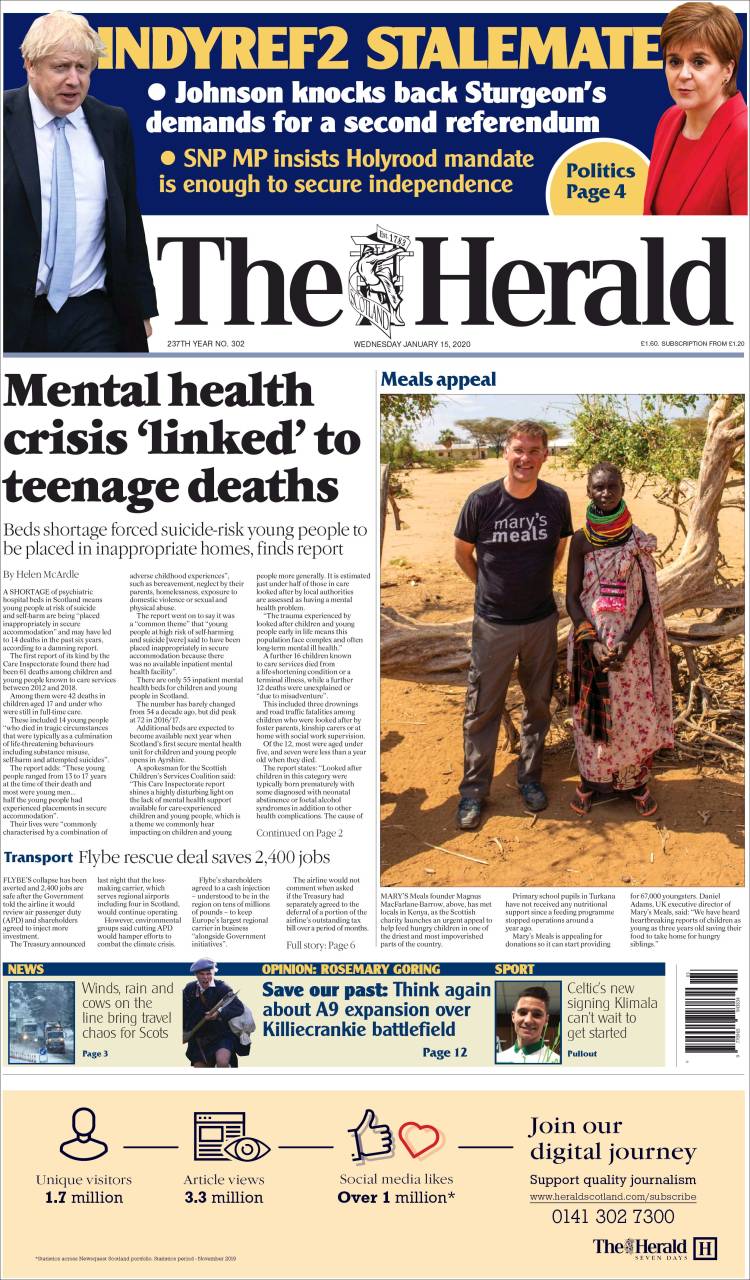 Portada de The Herald (Royaume-Uni)