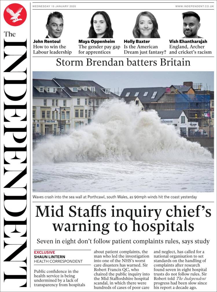 Portada de The Independent (Royaume-Uni)