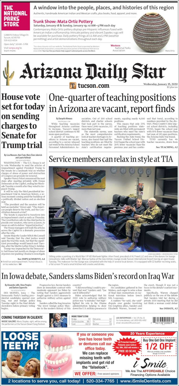 Portada de Arizona Daily Star (USA)