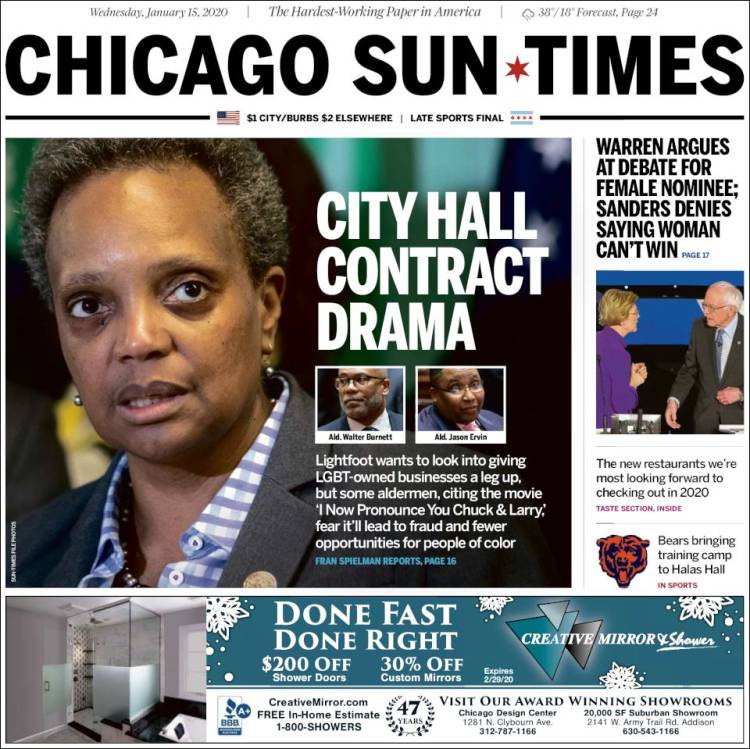 Portada de Chicago Sun-Times (USA)