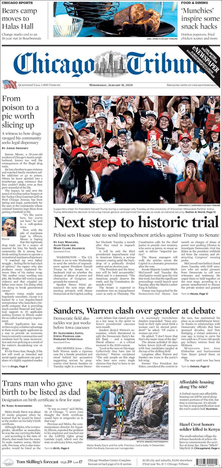 Portada de Chicago Tribune (USA)