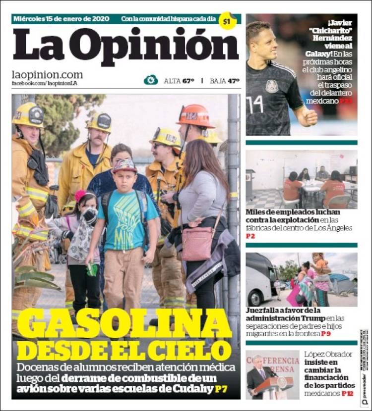 Portada de La Opinión (USA)