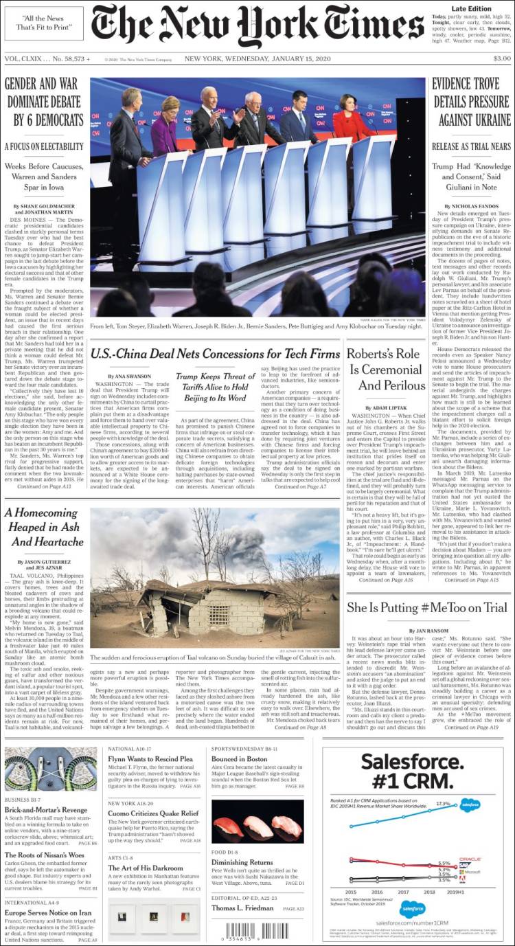 Portada de New York Times (USA)