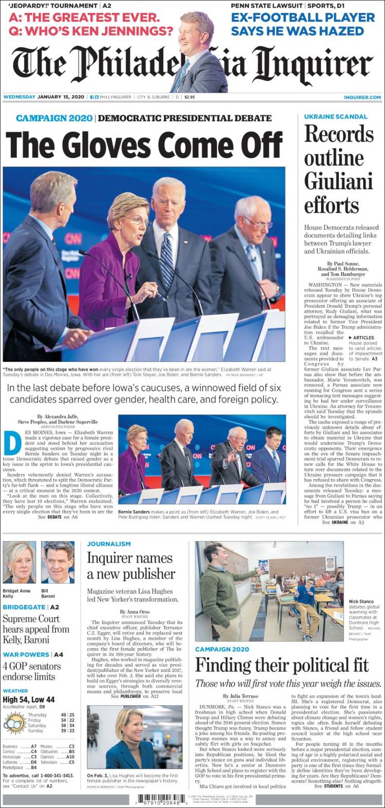 Portada de Philadelphia Inquirer (USA)