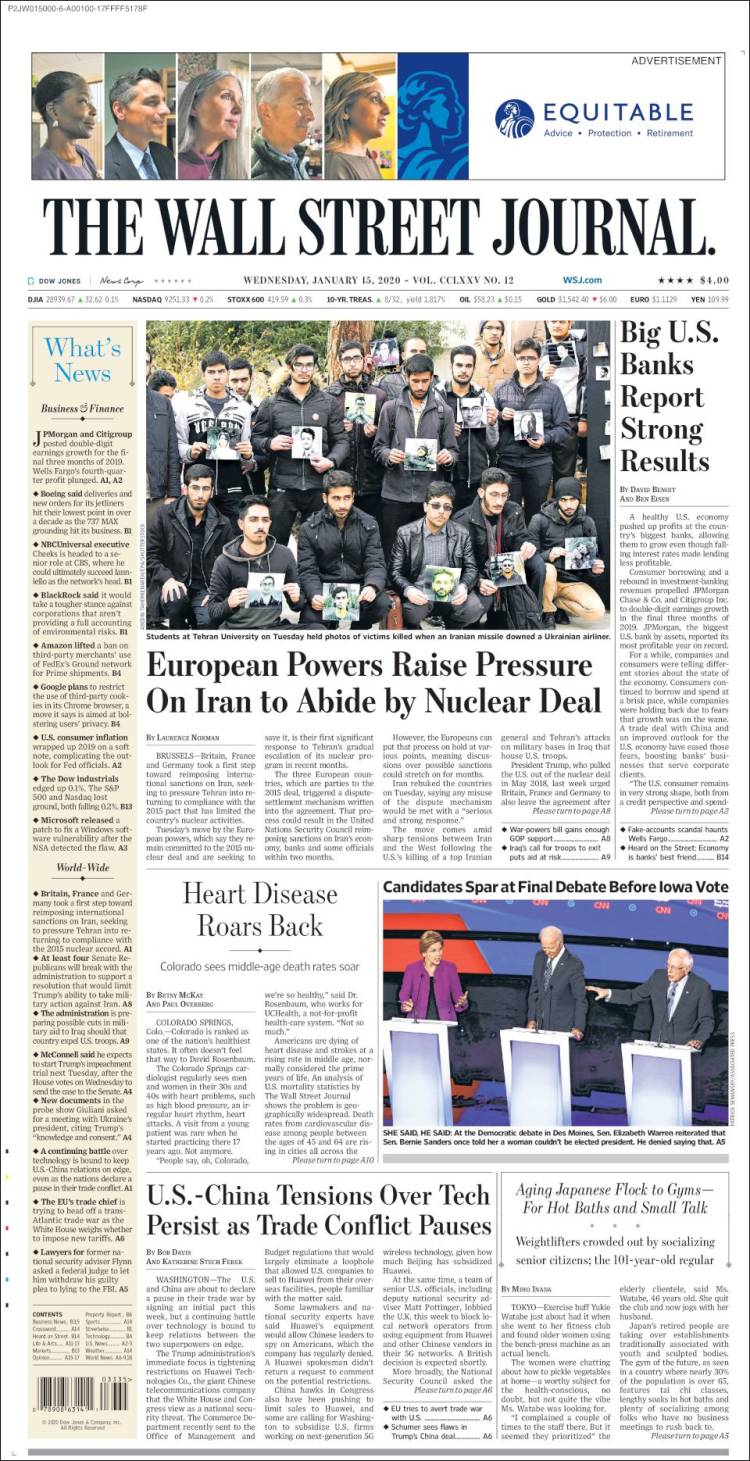 Portada de Wall Street Journal (USA)