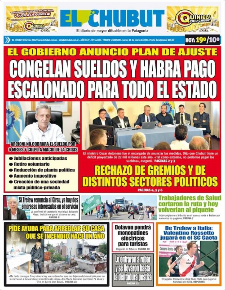 Portada de El Chubut (Argentina)