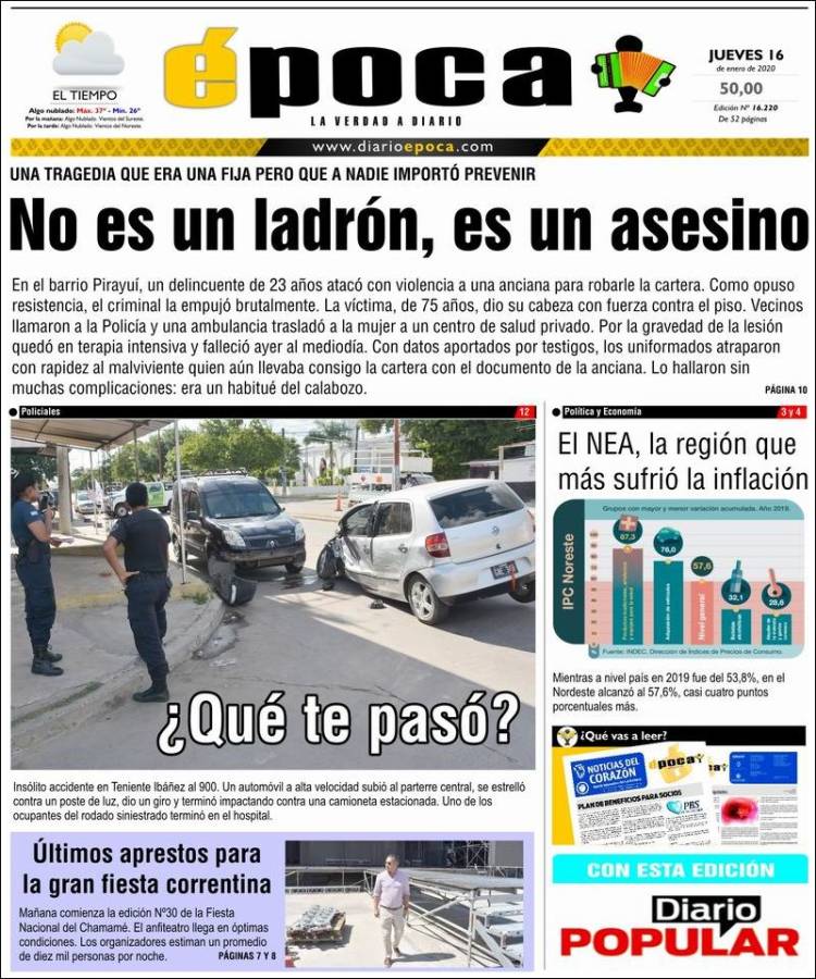 Portada de Diario Época (Argentina)