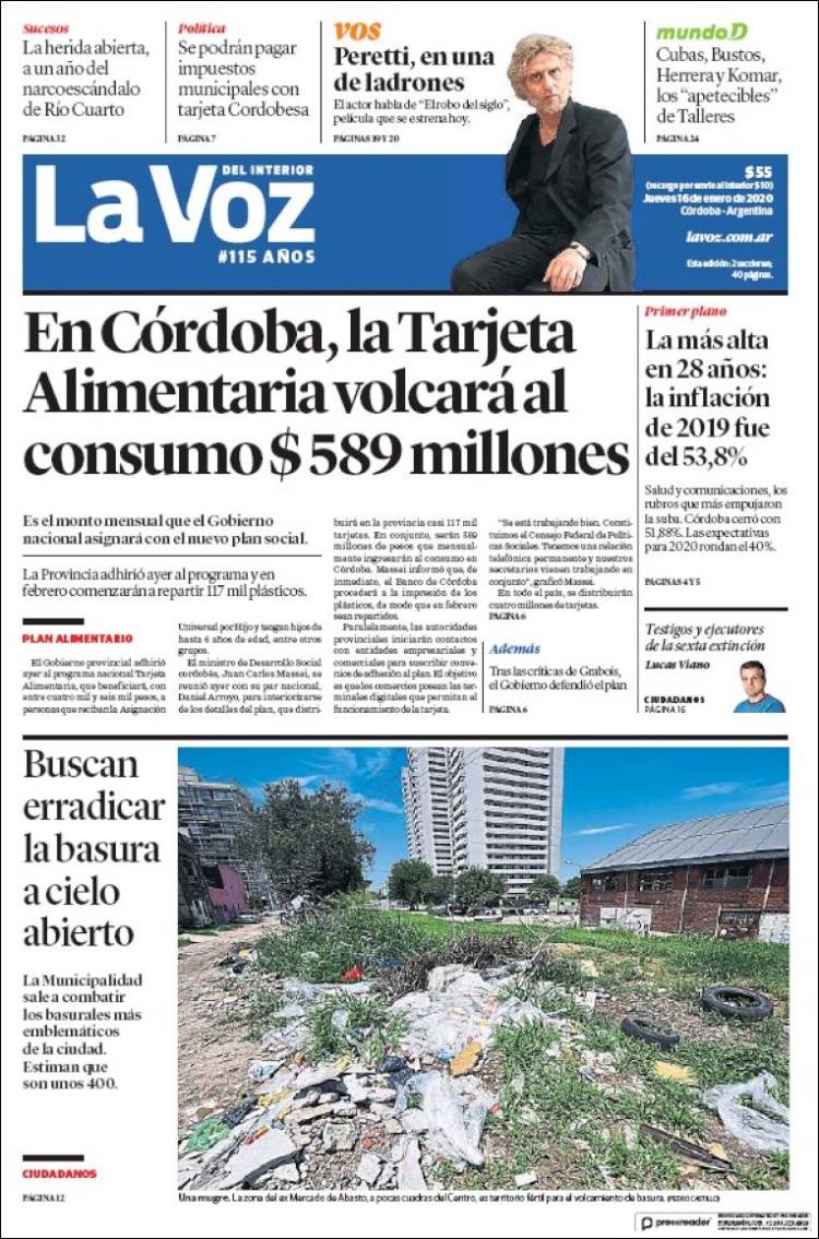 Portada de La Voz del Interior (Argentina)