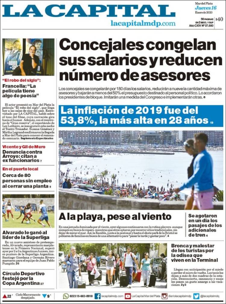 Portada de Diario La Capital - Mar del Plata (Argentina)