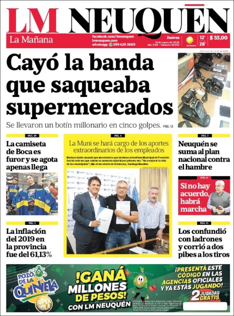 Portada de La Mañanade Neuquén (Argentina)