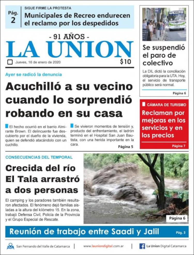 Portada de La Unión (Argentina)