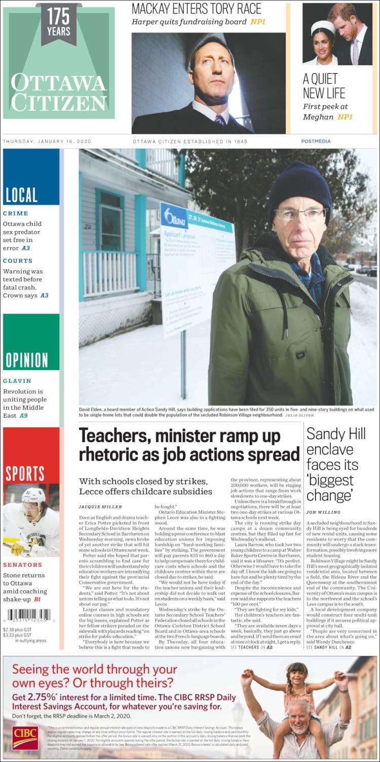 Portada de Ottawa Citizen (Canadá)