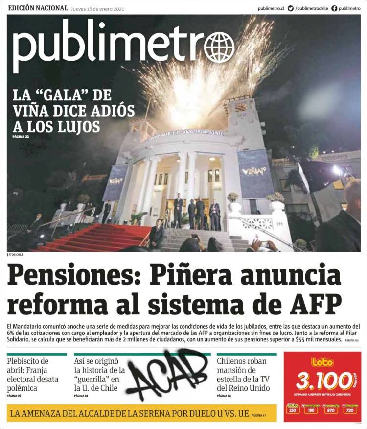 Portada de Publimetro (Chile)
