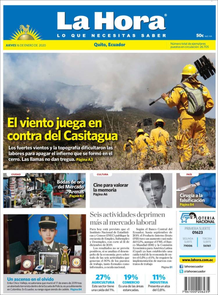 Portada de La Hora - Ecuador (Ecuador)