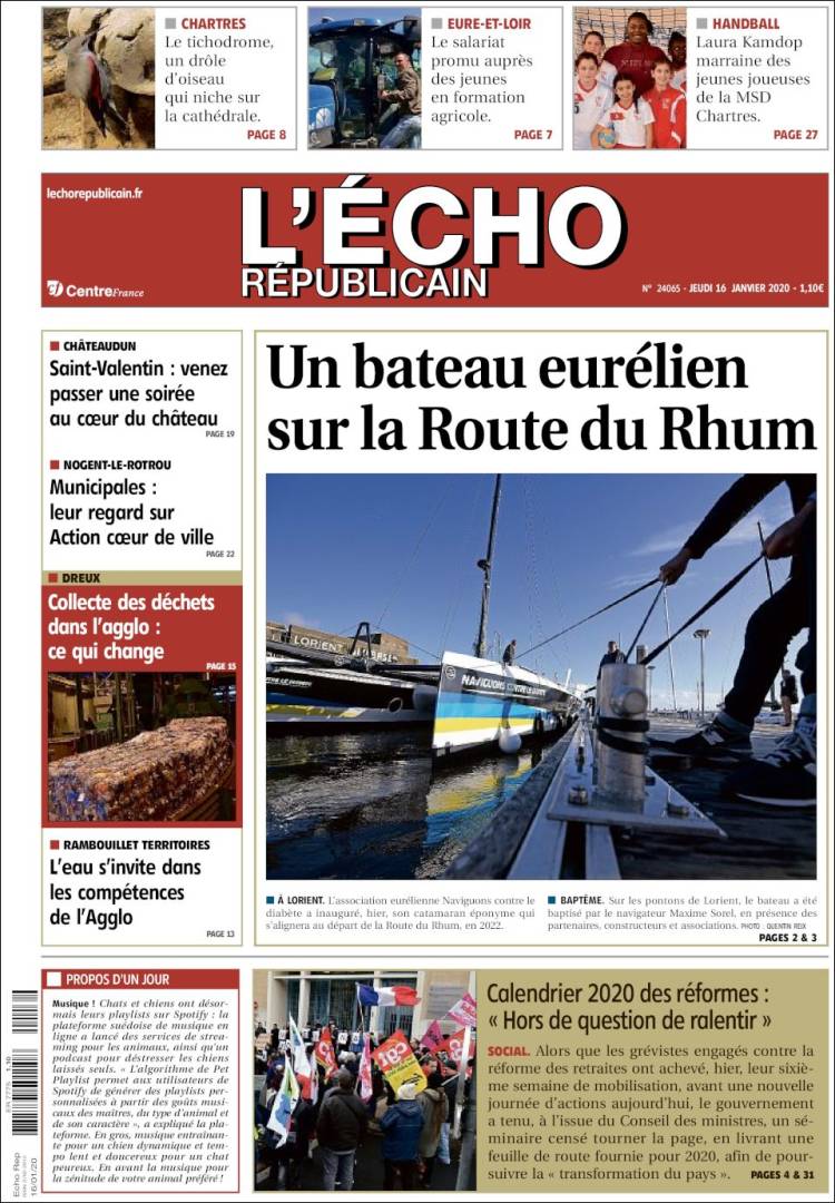 Portada de L'Echo Républicain (Francia)