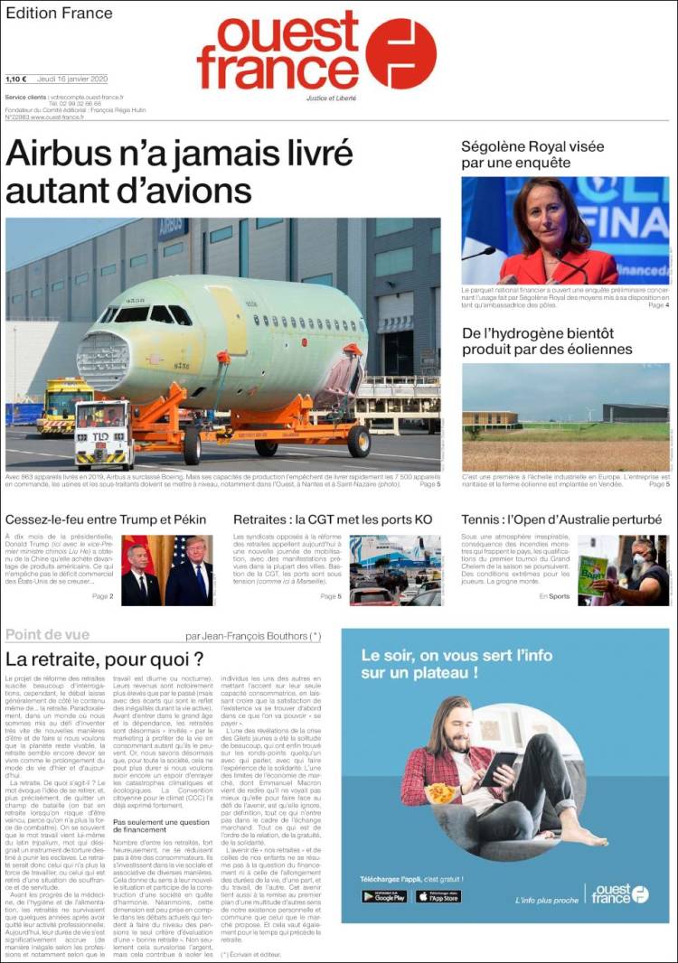 Portada de Ouest France (Francia)