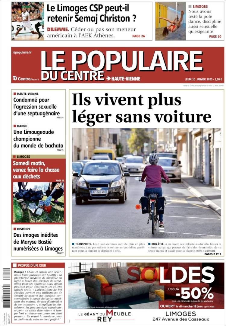 Portada de Le Populaire du Centre (Francia)