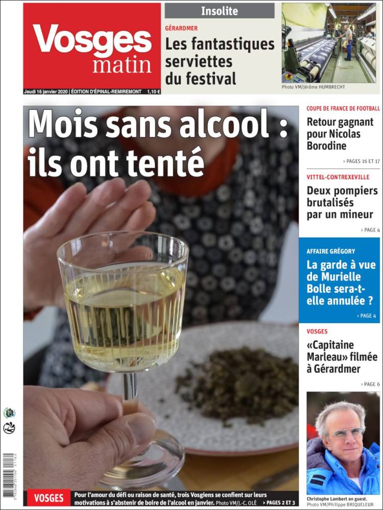 Portada de Vosges Matin (Francia)