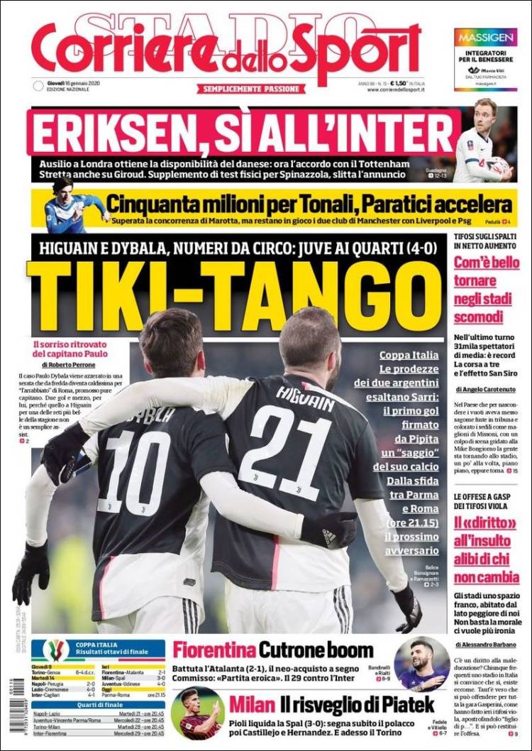 Portada de Corriere dello Sport (Italia)